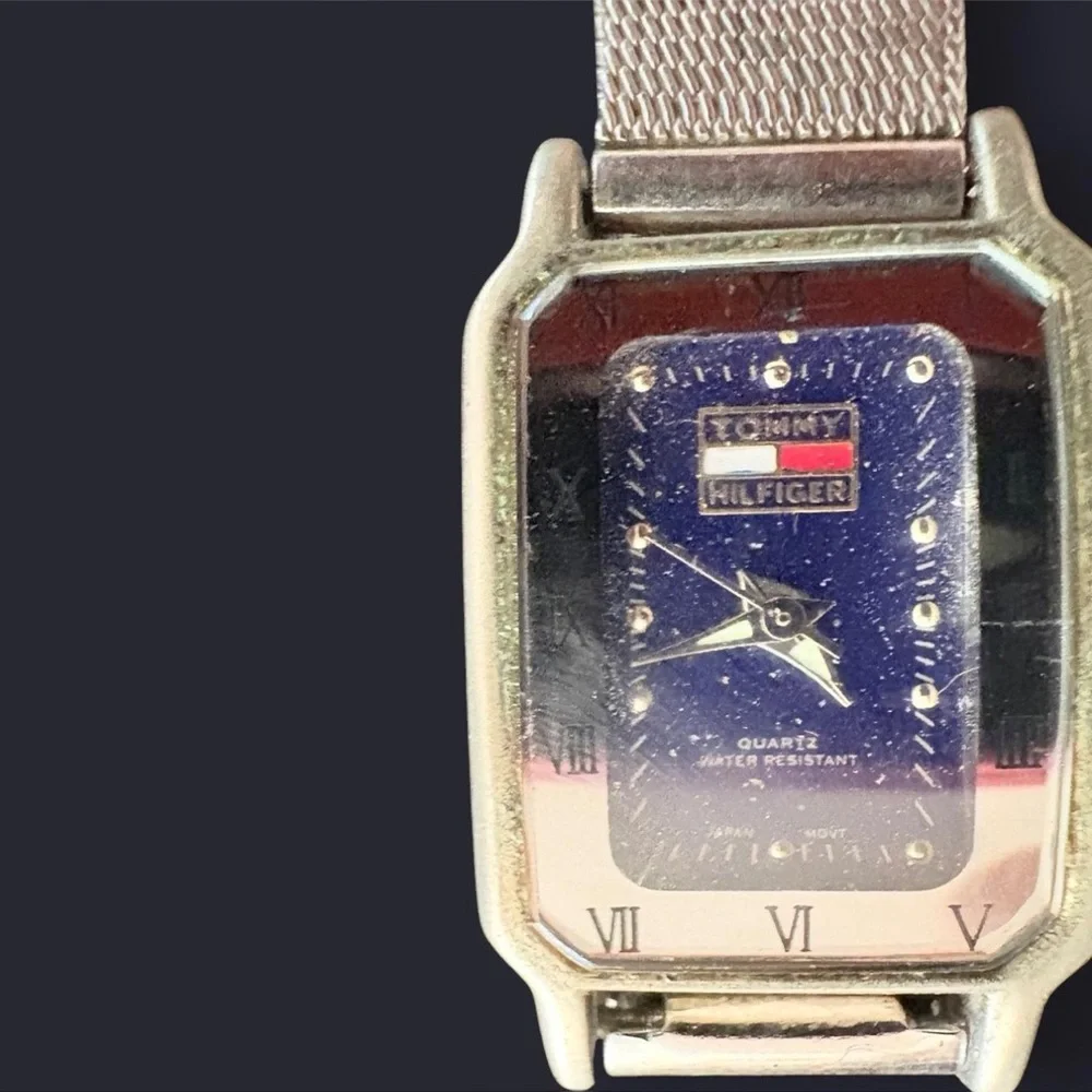 RARE RECTANGLE TOMMY HILFIGER JAPAN INDEX MESH BAND WOMENS QUARTZ WRISTWATCH